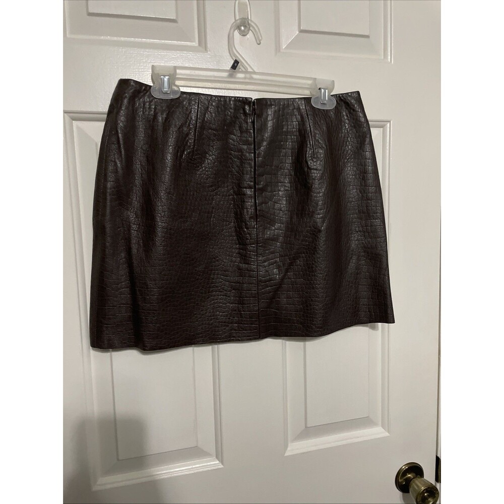 Express sz 11/12 Brown Leather Reptile Print Mini Skirt NWT $98 Mob Wife - Picture 4 of 6